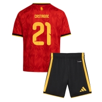 Camiseta Bélgica Timothy Castagne #21 Primera Equipación Replica Mundial 2026 para niños mangas cortas (+ Pantalones cortos)